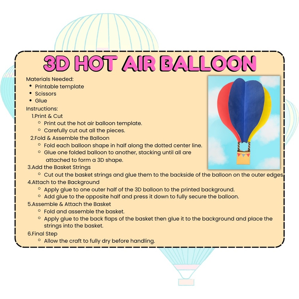3D Hot Air Balloon Craft Kit